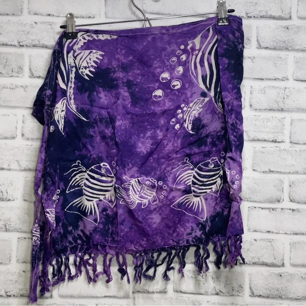 Sarong Purple Swimsuit Cover Up Side Tie Skirt OS